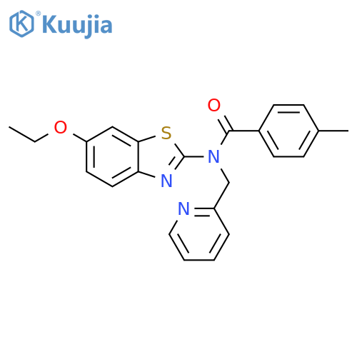 N-(6-ethoxy-1,3-benzothiazol-2-yl)-4-methyl-N-(pyridin-2-yl)methylbenzamide structure