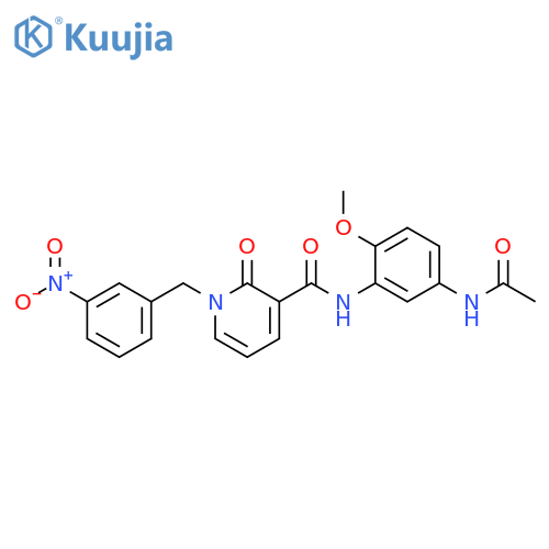 N-(5-acetamido-2-methoxyphenyl)-1-(3-nitrophenyl)methyl-2-oxo-1,2-dihydropyridine-3-carboxamide structure