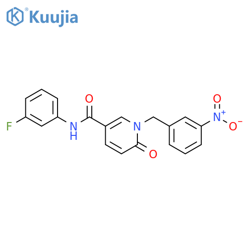 N-(3-fluorophenyl)-1-(3-nitrophenyl)methyl-6-oxo-1,6-dihydropyridine-3-carboxamide structure