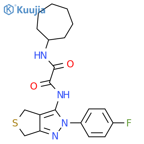N'-cycloheptyl-N-2-(4-fluorophenyl)-2H,4H,6H-thieno3,4-cpyrazol-3-ylethanediamide structure