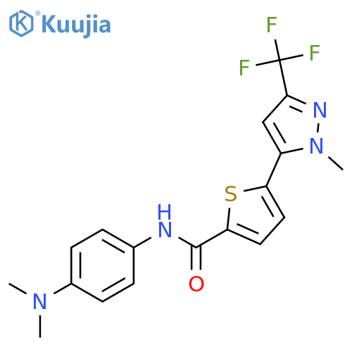 2-Thiophenecarboxamide,N-[4-(dimethylamino)phenyl]-5-[1-methyl-3-(trifluoromethyl)-1H-pyrazol-5-yl]- structure