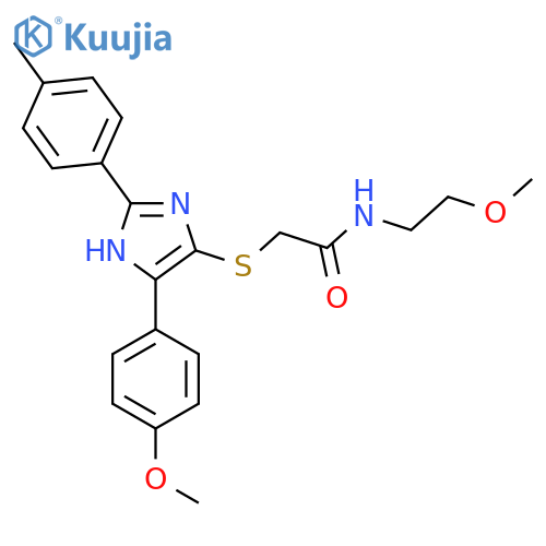 N-(2-methoxyethyl)-2-{5-(4-methoxyphenyl)-2-(4-methylphenyl)-1H-imidazol-4-ylsulfanyl}acetamide structure