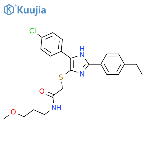2-{5-(4-chlorophenyl)-2-(4-ethylphenyl)-1H-imidazol-4-ylsulfanyl}-N-(3-methoxypropyl)acetamide structure