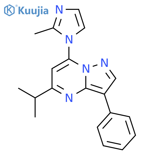 2-methyl-1-3-phenyl-5-(propan-2-yl)pyrazolo1,5-apyrimidin-7-yl-1H-imidazole structure
