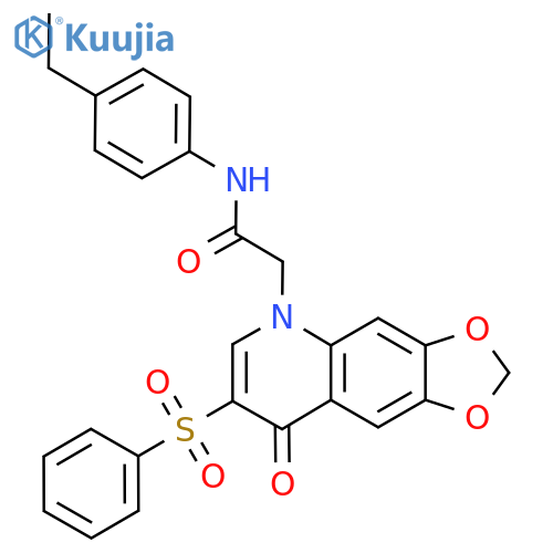 2-7-(benzenesulfonyl)-8-oxo-2H,5H,8H-1,3dioxolo4,5-gquinolin-5-yl-N-(4-ethylphenyl)acetamide structure