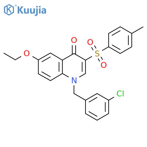 1-(3-chlorophenyl)methyl-6-ethoxy-3-(4-methylbenzenesulfonyl)-1,4-dihydroquinolin-4-one structure