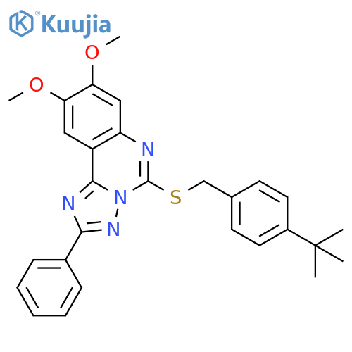 5-{(4-tert-butylphenyl)methylsulfanyl}-8,9-dimethoxy-2-phenyl-1,2,4triazolo1,5-cquinazoline structure