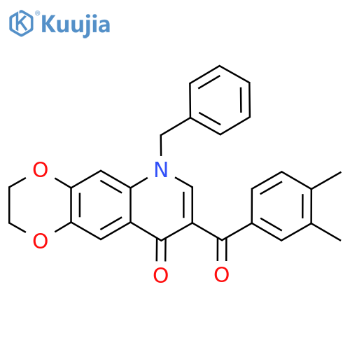 6-benzyl-8-(3,4-dimethylbenzoyl)-2H,3H,6H,9H-1,4dioxino2,3-gquinolin-9-one structure