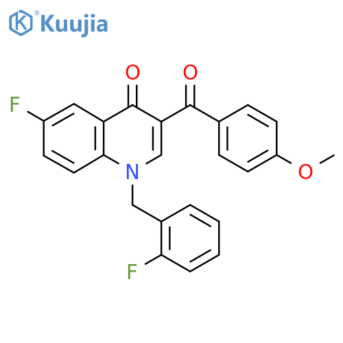 6-fluoro-1-(2-fluorophenyl)methyl-3-(4-methoxybenzoyl)-1,4-dihydroquinolin-4-one structure
