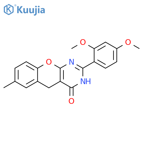 2-(2,4-dimethoxyphenyl)-7-methyl-3H,4H,5H-chromeno2,3-dpyrimidin-4-one structure