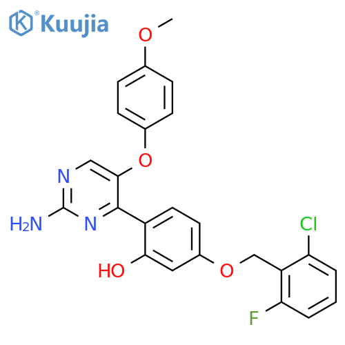 2-2-amino-5-(4-methoxyphenoxy)pyrimidin-4-yl-5-(2-chloro-6-fluorophenyl)methoxyphenol structure