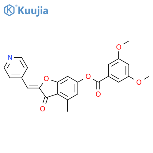 (2Z)-4-methyl-3-oxo-2-(pyridin-4-yl)methylidene-2,3-dihydro-1-benzofuran-6-yl 3,5-dimethoxybenzoate structure
