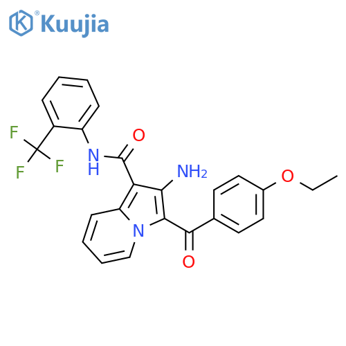 2-amino-3-(4-ethoxybenzoyl)-N-2-(trifluoromethyl)phenylindolizine-1-carboxamide structure