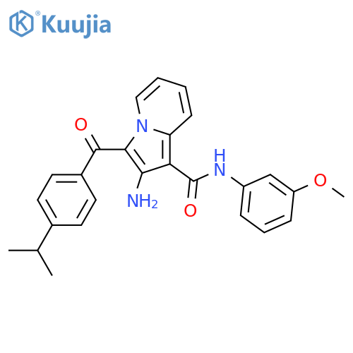 2-amino-N-(3-methoxyphenyl)-3-4-(propan-2-yl)benzoylindolizine-1-carboxamide structure