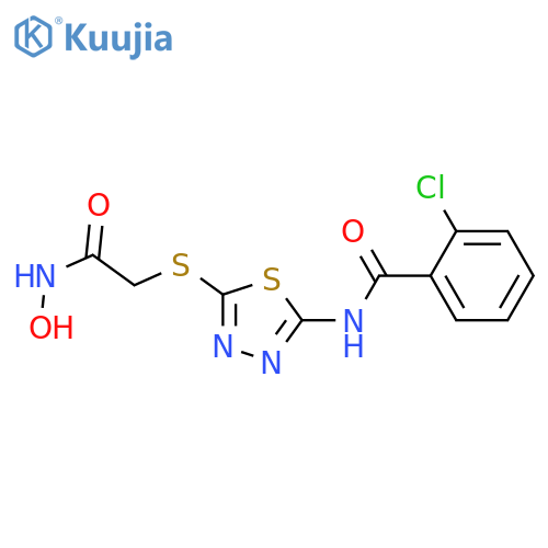 2-chloro-N-(5-{(hydroxycarbamoyl)methylsulfanyl}-1,3,4-thiadiazol-2-yl)benzamide structure