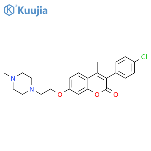 3-(4-chlorophenyl)-4-methyl-7-2-(4-methylpiperazin-1-yl)ethoxy-2H-chromen-2-one structure