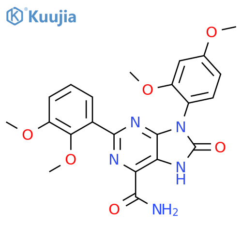 2-(2,3-dimethoxyphenyl)-9-(2,4-dimethoxyphenyl)-8-oxo-8,9-dihydro-7H-purine-6-carboxamide structure
