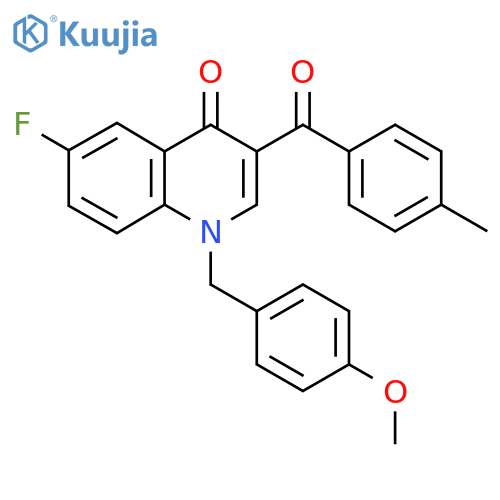 6-fluoro-1-(4-methoxyphenyl)methyl-3-(4-methylbenzoyl)-1,4-dihydroquinolin-4-one structure