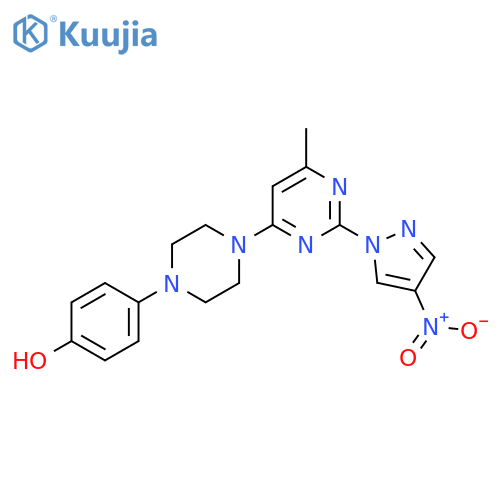 4-{4-6-methyl-2-(4-nitro-1H-pyrazol-1-yl)pyrimidin-4-ylpiperazin-1-yl}phenol structure