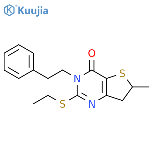 2-(ethylsulfanyl)-6-methyl-3-(2-phenylethyl)-3H,4H,6H,7H-thieno3,2-dpyrimidin-4-one structure