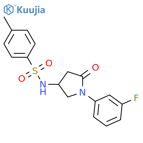 N-1-(3-fluorophenyl)-5-oxopyrrolidin-3-yl-4-methylbenzene-1-sulfonamide structure