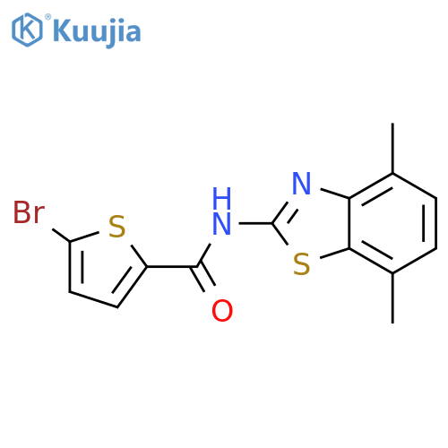 5-bromo-N-(4,7-dimethyl-1,3-benzothiazol-2-yl)thiophene-2-carboxamide structure