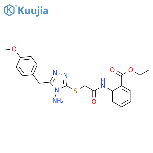 ethyl 2-2-({4-amino-5-(4-methoxyphenyl)methyl-4H-1,2,4-triazol-3-yl}sulfanyl)acetamidobenzoate structure