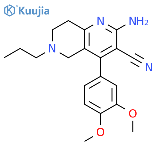 2-amino-4-(3,4-dimethoxyphenyl)-6-propyl-5,6,7,8-tetrahydro-1,6-naphthyridine-3-carbonitrile structure