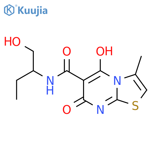 7-hydroxy-N-(1-hydroxybutan-2-yl)-3-methyl-5-oxo-5H-1,3thiazolo3,2-apyrimidine-6-carboxamide structure