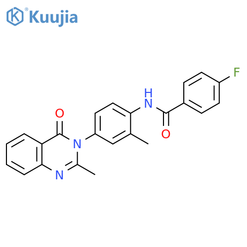 4-fluoro-N-2-methyl-4-(2-methyl-4-oxo-3,4-dihydroquinazolin-3-yl)phenylbenzamide structure