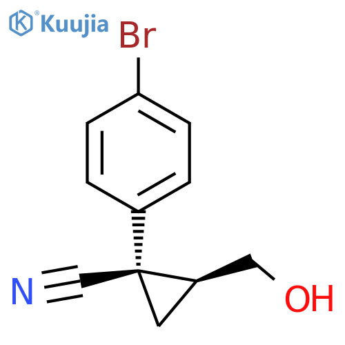 (1R,2S)-1-(4-bromophenyl)-2-(hydroxymethyl)cyclopropanecarbonitrile structure