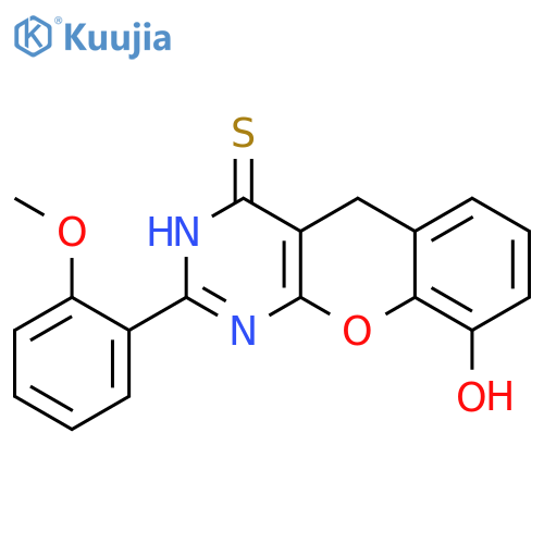 9-hydroxy-2-(2-methoxyphenyl)-3H,4H,5H-chromeno2,3-dpyrimidine-4-thione structure