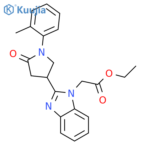 ethyl 2-{2-1-(2-methylphenyl)-5-oxopyrrolidin-3-yl-1H-1,3-benzodiazol-1-yl}acetate structure