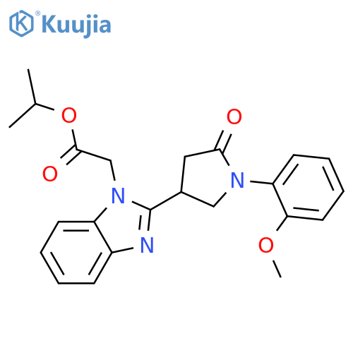 propan-2-yl 2-{2-1-(2-methoxyphenyl)-5-oxopyrrolidin-3-yl-1H-1,3-benzodiazol-1-yl}acetate structure