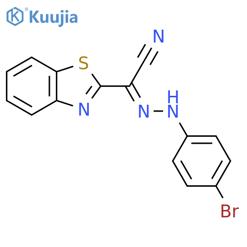 (E)-N-(4-bromophenyl)-1,3-benzothiazole-2-carbohydrazonoyl cyanide structure