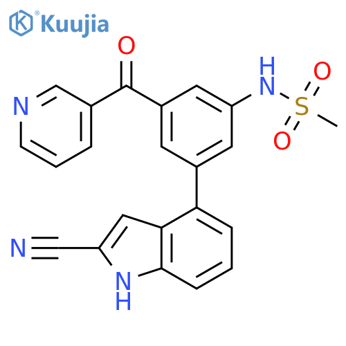 Methanesulfonamide,N-[3-(2-cyano-1H-indol-4-yl)-5-(3-pyridinylcarbonyl)phenyl]- structure