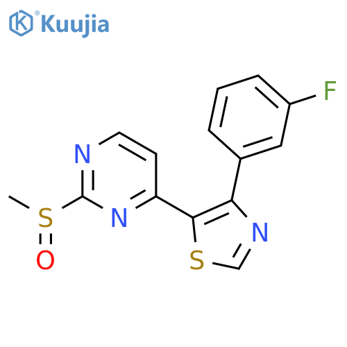 Pyrimidine, 4-[4-(3-fluorophenyl)-5-thiazolyl]-2-(methylsulfinyl)- structure