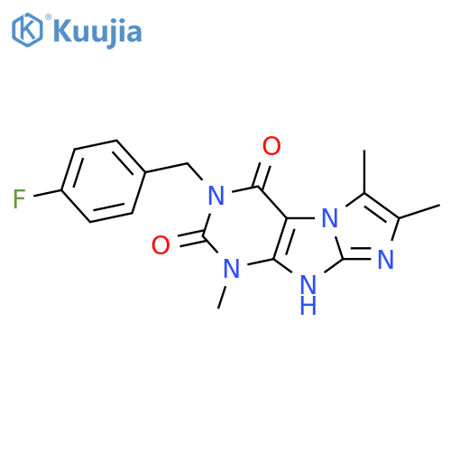 3-(4-fluorophenyl)methyl-1,6,7-trimethyl-1H,2H,3H,4H,8H-imidazo1,2-gpurine-2,4-dione structure