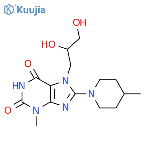 7-(2,3-dihydroxypropyl)-3-methyl-8-(4-methylpiperidin-1-yl)-2,3,6,7-tetrahydro-1H-purine-2,6-dione structure