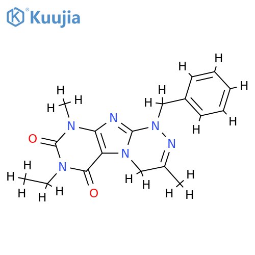 1-benzyl-7-ethyl-3,9-dimethyl-1H,4H,6H,7H,8H,9H-1,2,4triazino4,3-gpurine-6,8-dione structure