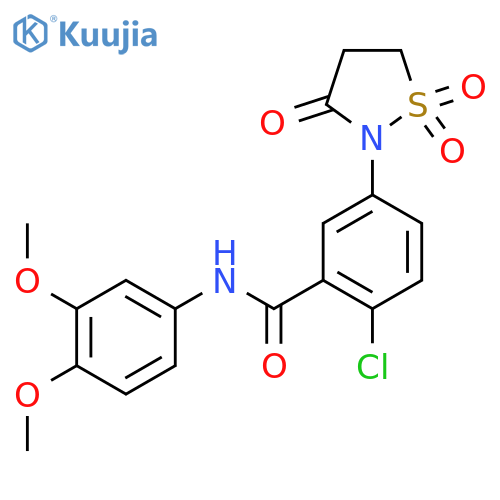 2-chloro-N-(3,4-dimethoxyphenyl)-5-(1,1,3-trioxo-1lambda6,2-thiazolidin-2-yl)benzamide structure