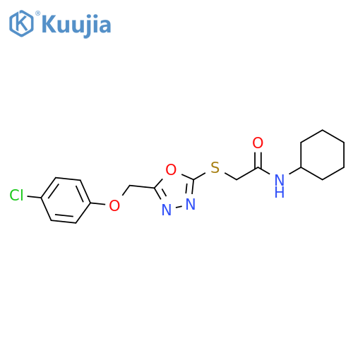 2-({5-(4-chlorophenoxy)methyl-1,3,4-oxadiazol-2-yl}sulfanyl)-N-cyclohexylacetamide structure
