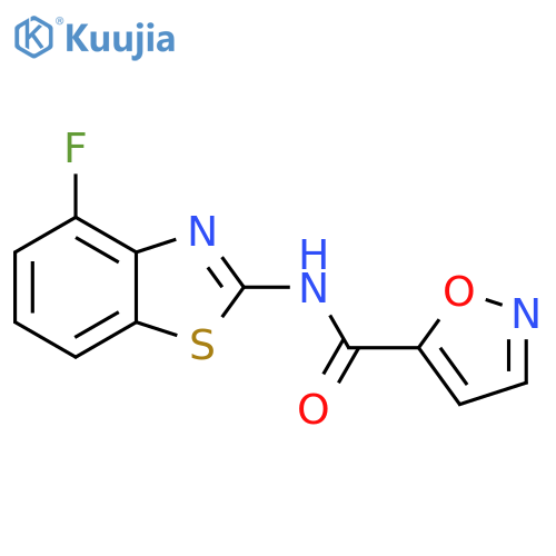 N-(4-fluoro-1,3-benzothiazol-2-yl)-1,2-oxazole-5-carboxamide structure