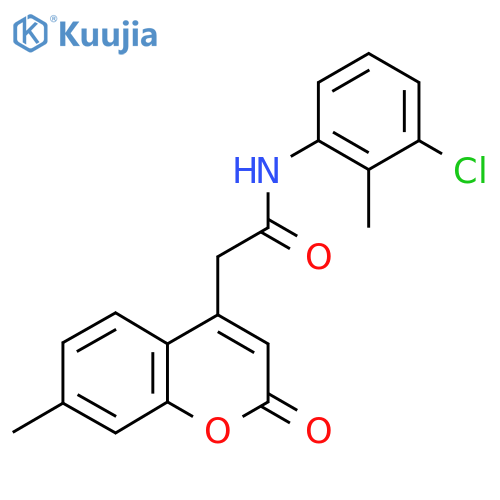 N-(3-chloro-2-methylphenyl)-2-(7-methyl-2-oxo-2H-chromen-4-yl)acetamide structure