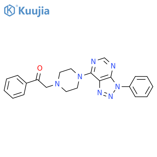 2-phenyl-1-(4-{3-phenyl-3H-1,2,3triazolo4,5-dpyrimidin-7-yl}piperazin-1-yl)ethan-1-one structure