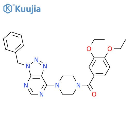 1-{3-benzyl-3H-1,2,3triazolo4,5-dpyrimidin-7-yl}-4-(3,4-diethoxybenzoyl)piperazine structure