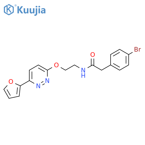 2-(4-bromophenyl)-N-(2-{6-(furan-2-yl)pyridazin-3-yloxy}ethyl)acetamide structure