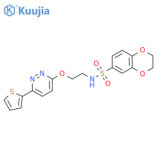 N-(2-{6-(thiophen-2-yl)pyridazin-3-yloxy}ethyl)-2,3-dihydro-1,4-benzodioxine-6-sulfonamide structure