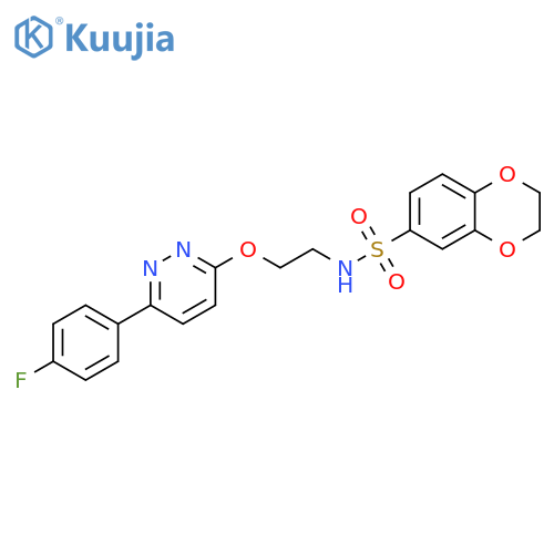 N-[2-[6-(4-fluorophenyl)pyridazin-3-yl]oxyethyl]-2,3-dihydro-1,4-benzodioxine-6-sulfonamide structure
