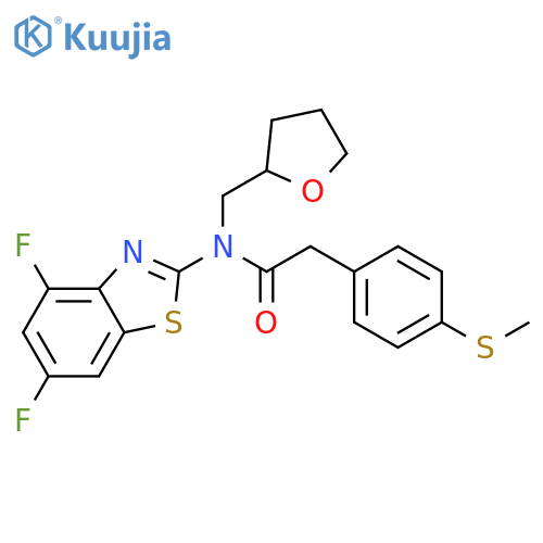 N-(4,6-difluoro-1,3-benzothiazol-2-yl)-2-4-(methylsulfanyl)phenyl-N-(oxolan-2-yl)methylacetamide structure